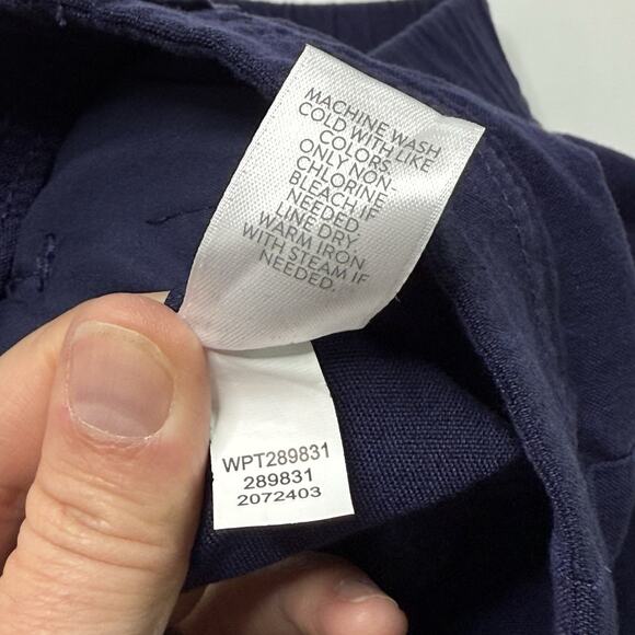 J Jill Linen Stretch Pants Pull On Straight Leg Cropped Size L Large Navy Blue - Picture 8 of 9